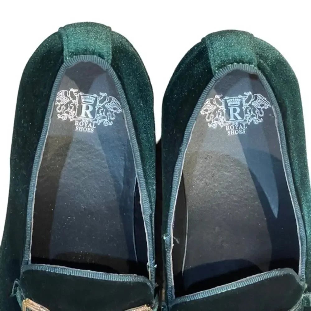 Royal Shoes Collection Smoker Formal Style Green Gold Buckles 8